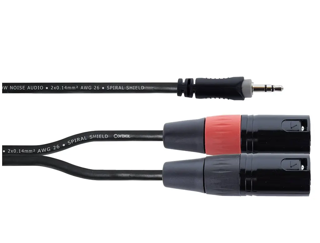 Коммутационный кабель mini Jack 3,5 stereo — 2x XLR Male 3м Cordial EY 3 WMM - фото 2