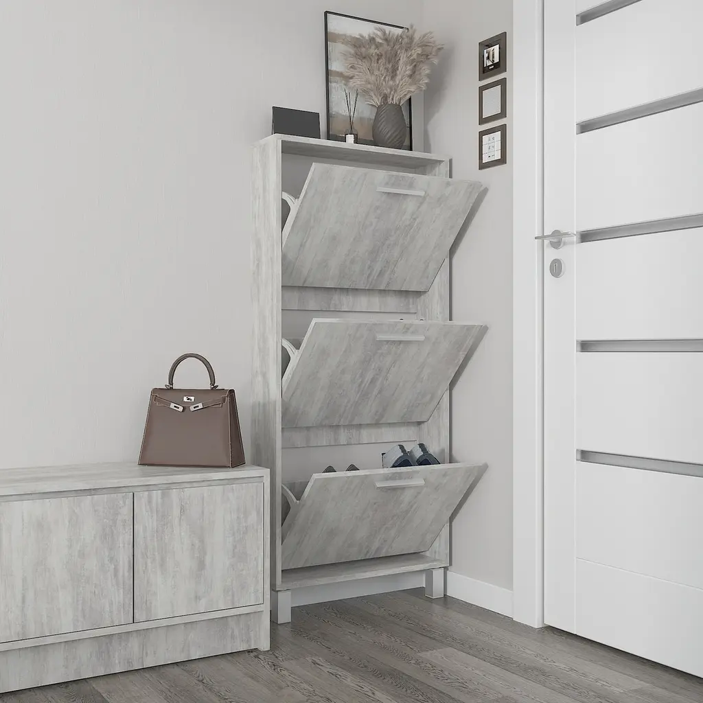 Полиця для взуття Flamecame підлогова з ДСП F-160 Бетон - фото 2