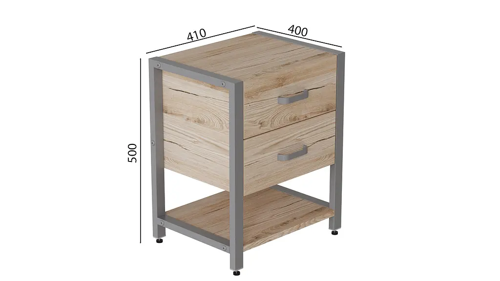 Тумба универсальная Ferrum-decor Вивьен 2/1 50x41x40 серый ДСП Дуб Сан-Марино 16мм (FRD-104182) - фото 2
