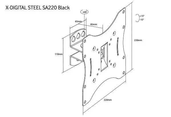 Кронштейн настінний X-Digital STEEL SA220 чорний (6093239) - фото 3