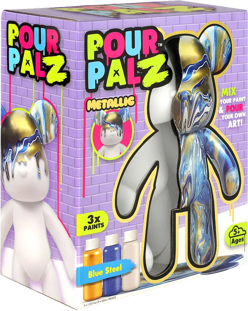 Pour Palz Набір для творчості Флюїд Арт - Ведмедик "Металевий синій" S3 Metallic ToyMonster Art.GS-G25022 - фото 8