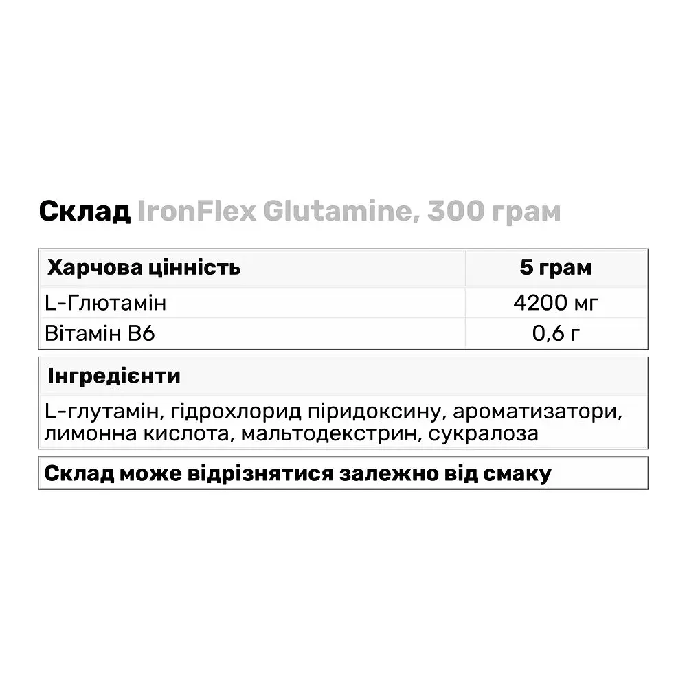 Амінокислота IronFlex Glutamine Ананас 300 г - фото 3