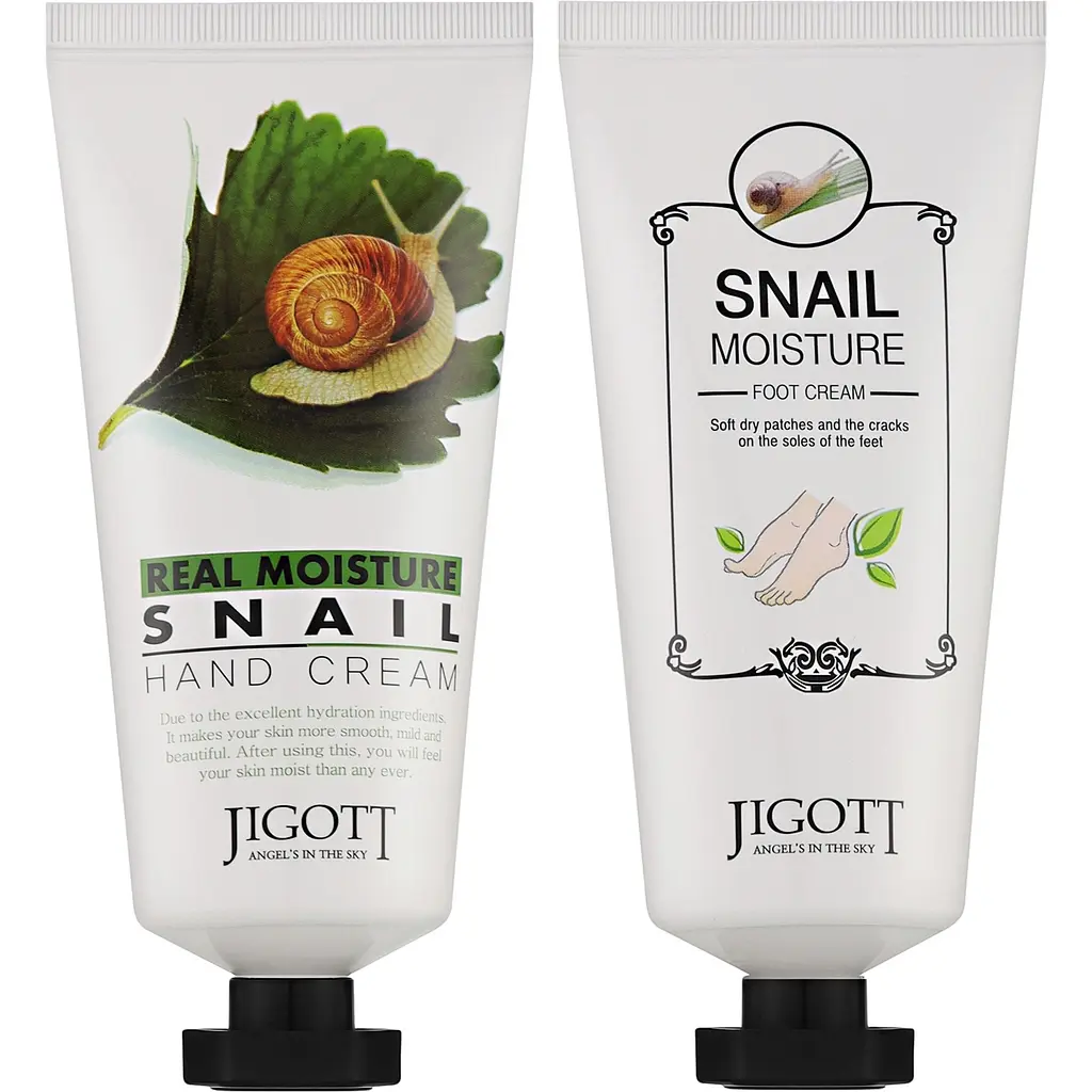 Набір кремів для рук та ніг Jigott Real Moisture Hand and Foot Cream Set Зволоження з муцином равлики - фото 2