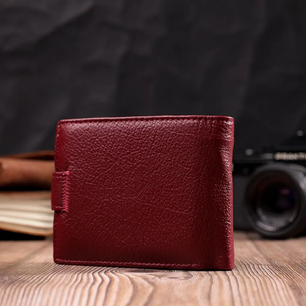 Стильне жіноче портмоне з блоком для карт з натуральної шкіри ST Leather 19472 бордове - фото 10