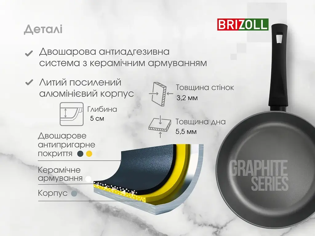 Сковорода Brizoll Graphit Series 54-2450-6 24 см - фото 8