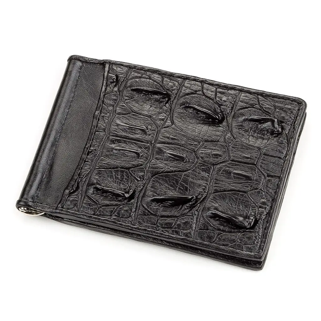 Затискачач з натуральної шкіри крокодила чорний CROCODILE LEATHER 18169 - фото 11