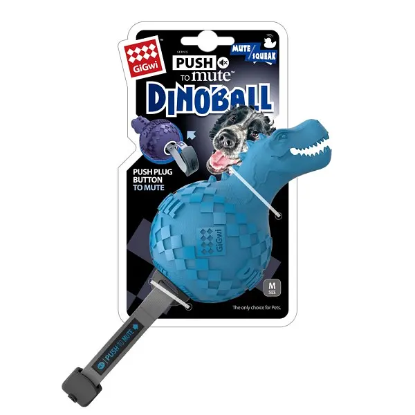 Іграшка для cобак Gigwi Dinoball Динозавр зі звуком, що вимикається 14 см - фото 6