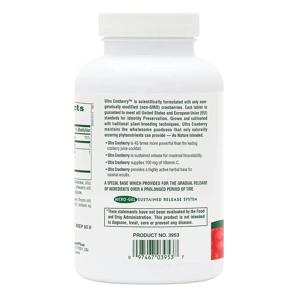 Натуральна добавка Natures Plus Ultra Cranberry 1000 mg, 180 таблеток - фото 3