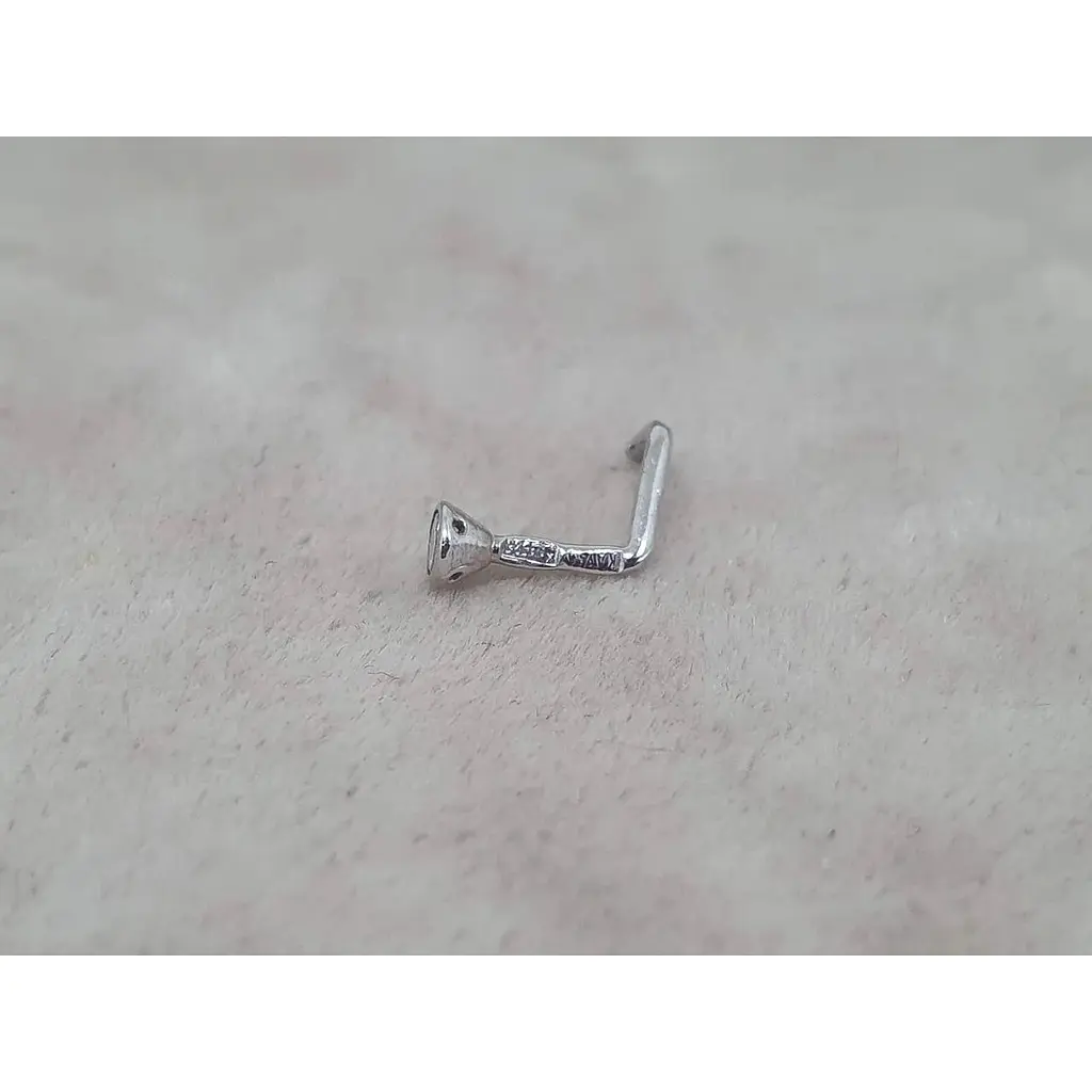 Золотая серьга-пирсинг Астор в нос с бриллиантом. 1122526Р_Б - фото 3