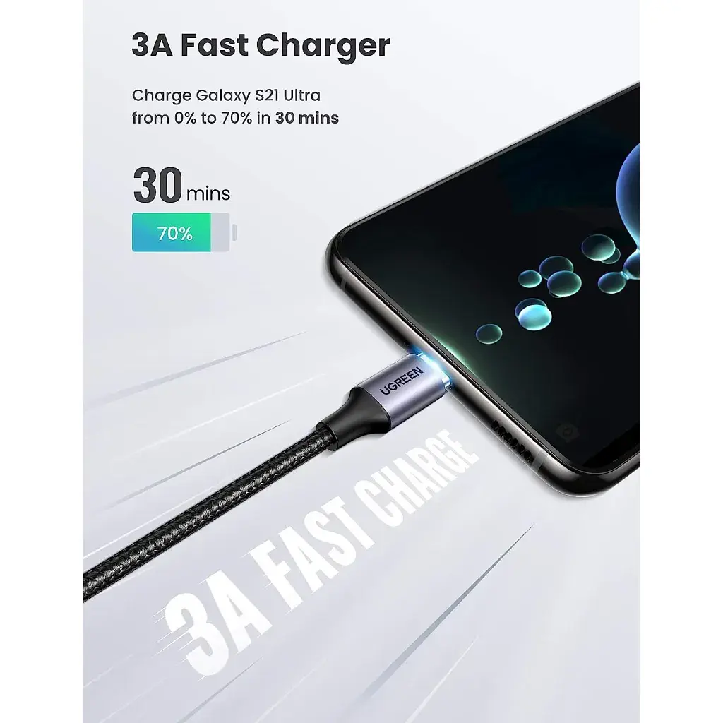 Дата кабель USB-C 3.1 to Micro USB 3.0 1.0m 3A US312 black Ugreen (20103) - фото 3