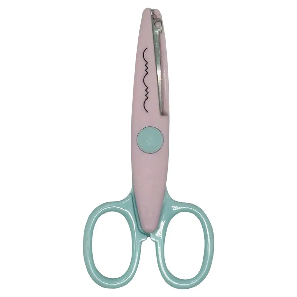 Дитячі ножиці 80685(Pink-Turquoise) з фігурним лезом