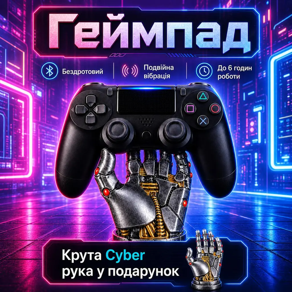 Бездротовий геймпад 1000 mAh / джойстик для PS4, ПК, Android та iOS з Bluetooth 5.2 - фото 2