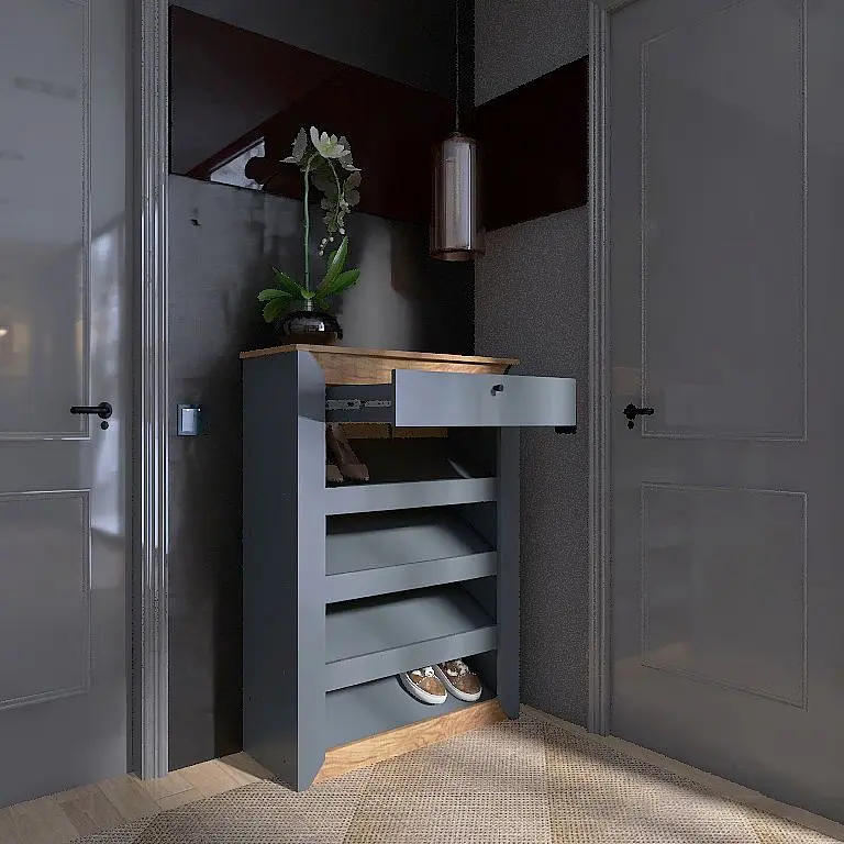 Тумба для обуви Эверест Нордик-800, 80х32х113 см графит/дуб золотой крафт (EVR-5548) - фото 3