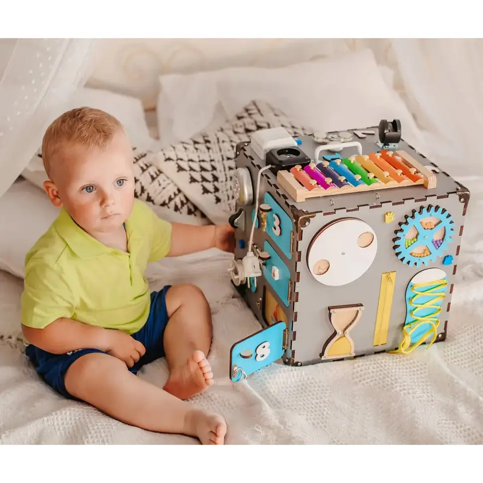 Развивающая игрушка Бизикуб Temple Group TG200090 30х30х30 см Серый - фото 5