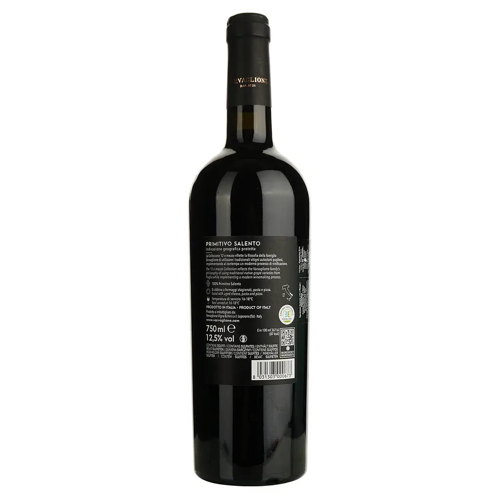 Вино Varvaglione 12 e Mezzo Primitivo Salento красное сухое 0.75 л - фото 2