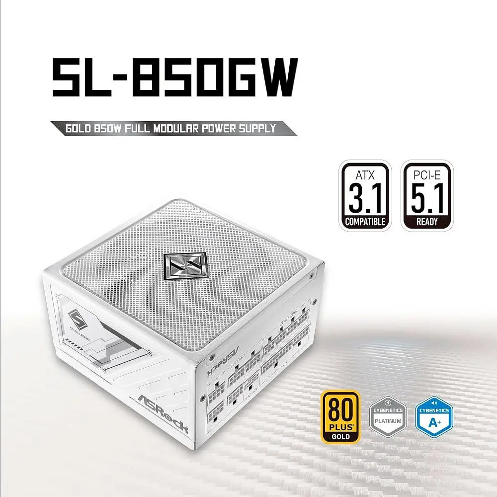 Блок питания ASRock Steel Legend 850W ATX 3.1 80+ Gold White (SL-850GW) - фото 2