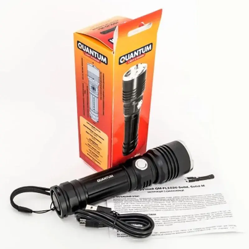 Ліхтар Quantum Solid-M 10W LED з USB + Li-ion 18650/2600mAh, box (QM-FL1020-18650/2600-CB) - фото 9