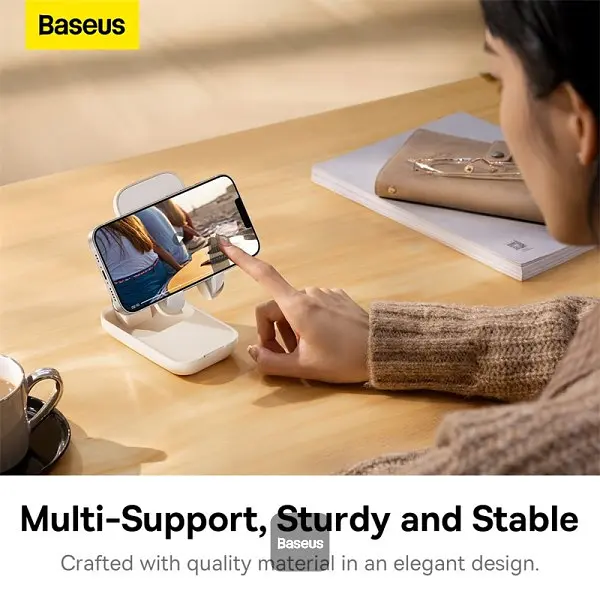 Подставка для гаджетов Baseus Seashell Series Folding Phone Stand (with Xiaomirror) B10551501411-00 Pink - фото 6