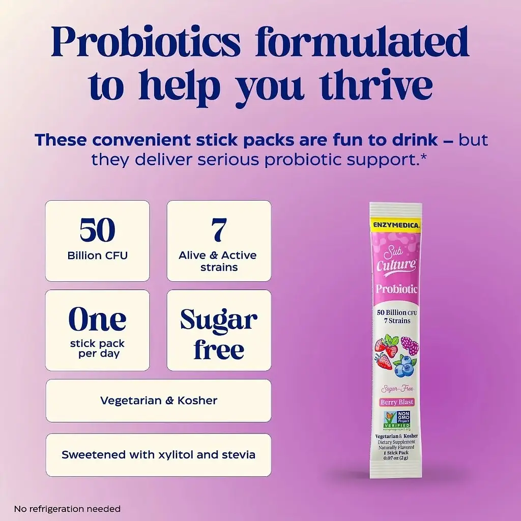 Пробіотичний напій Enzymedica Probiotic Drink Mix 50 млрд КУО смак ягід 20 стіків по 2 г - фото 3