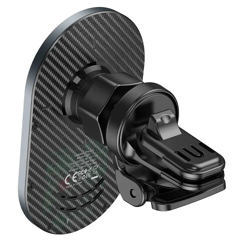 Автотримач HOCO CA91 + Wireless Charging 15W, кріплення на решітку, Type-C, Gray, Box - фото 4