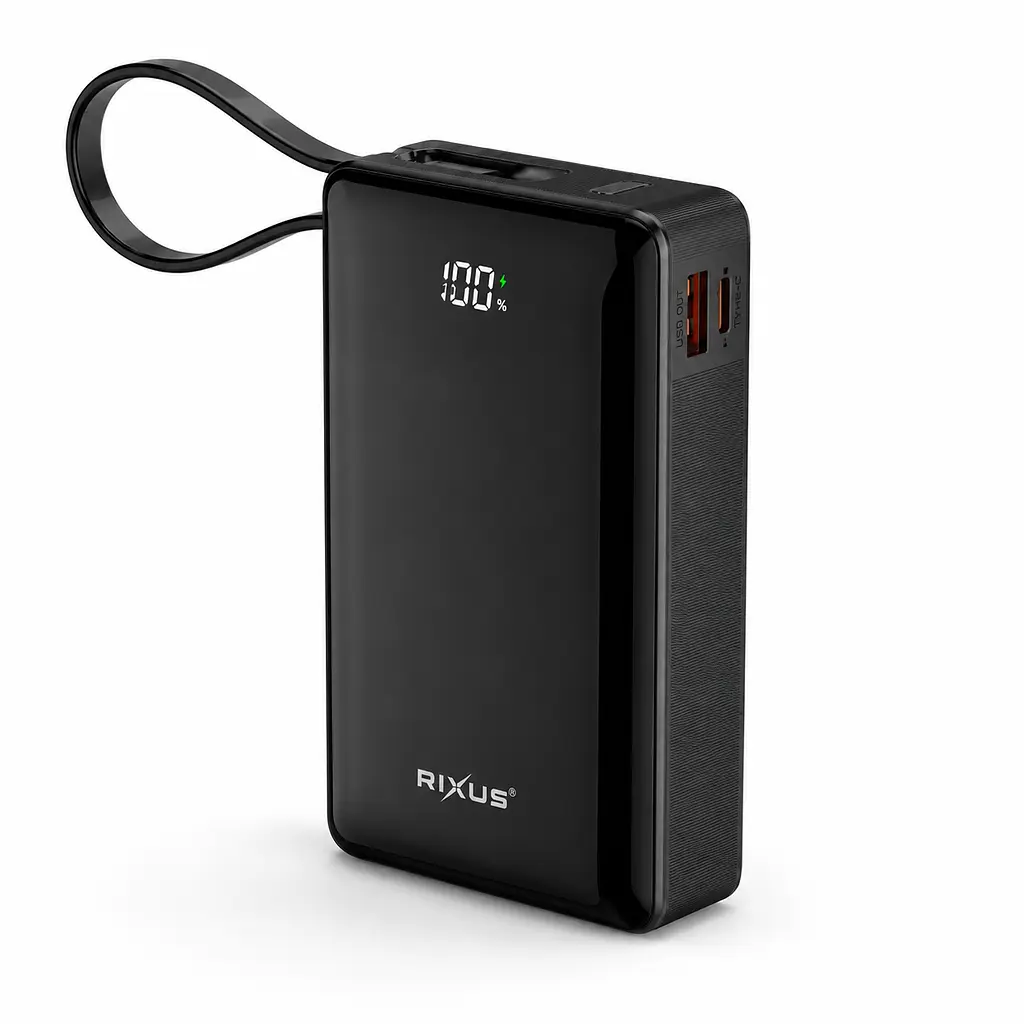 Power Bank 20000 mAh Rixus RXPB02B Compact Digital Display 22.5W Black