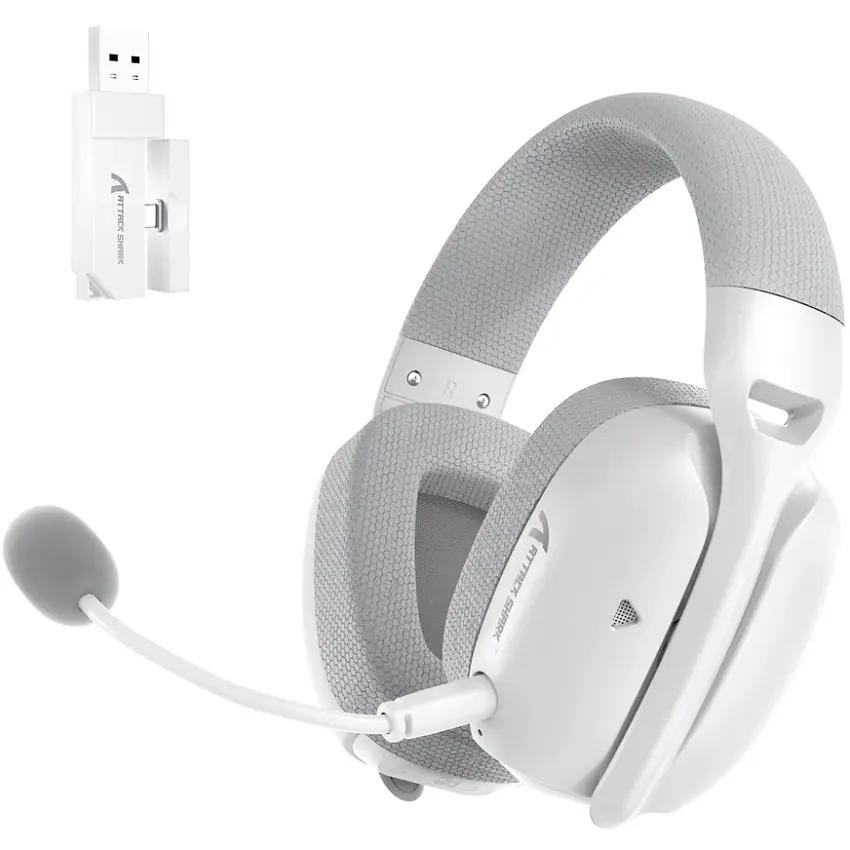 Ігрова гарнітура Attack Shark L80PRO Wireless, 2.4GHz/Bluetooth/3.5mm White - фото 2