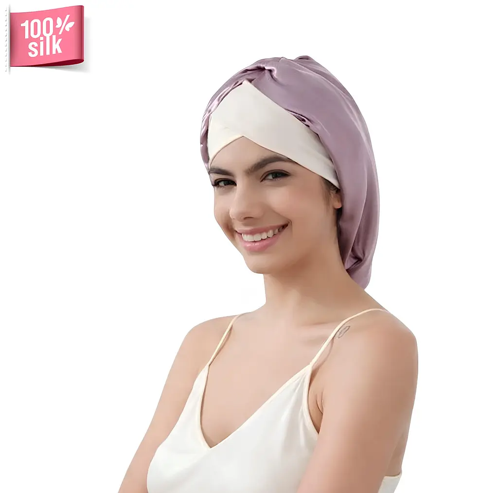 Шапочка для догляду за волоссям MaryuPHairм з 100% шовку (рожевий)
