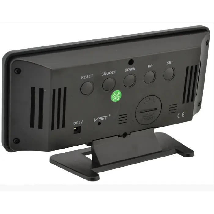 Зеркальные LED часы с будильником и термометром VST-888Y Чёрные зеленная подсветка - фото 3