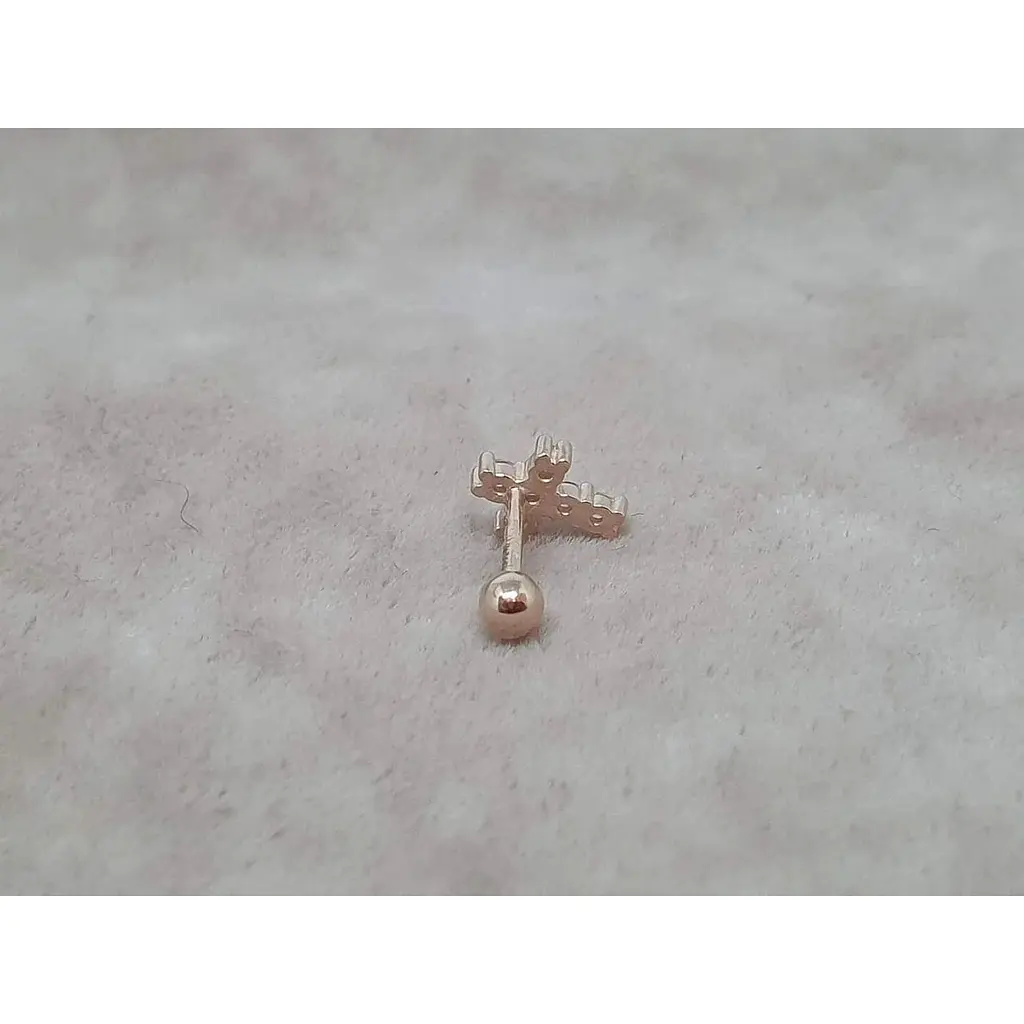 Золотая серьга для пирсинга хеликса Ирий Крестик с фианитами. З40102ШТ - фото 3