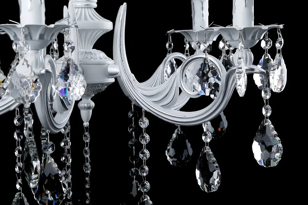 Люстра свічка LED Splendid Ray L77527/5, 5 ламп, біла та срібна, кришталева, висота 80-110 см, для дому - фото 4