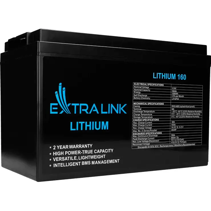 Акумулятор Extralink LiFePO4 12V [12.8V/160Ah/2048Wh] [BMS 150A/150A] [EX.30462] [111169] - фото 2