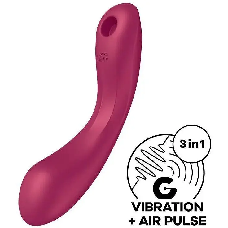 Вакуумный стимулятор с вибрацией Satisfyer Curvy Trinity 1 Red игрушка 3 в 1 - фото 3