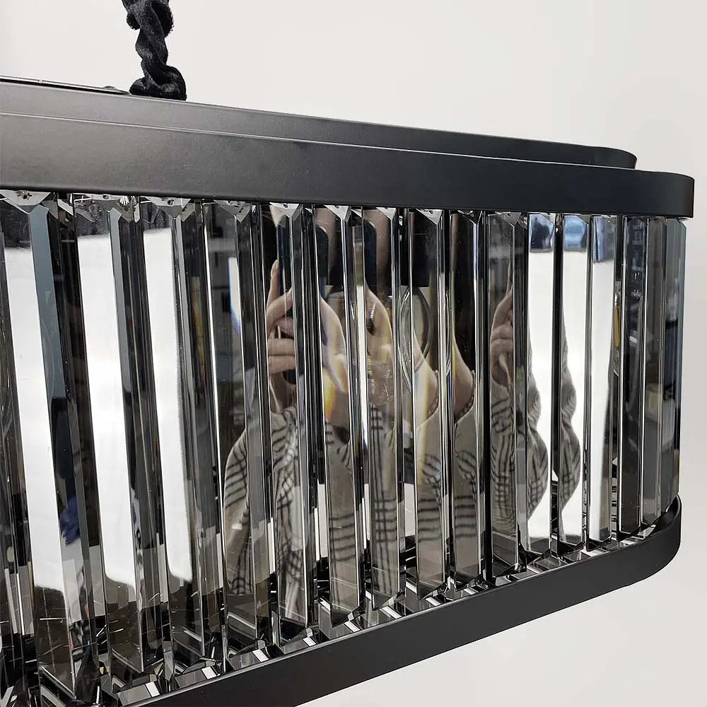 Люстра черная удлиненная с графитовыми пластинами 120х30 см Ст. MJ 160L-1200 BK+GR | Line F - фото 3