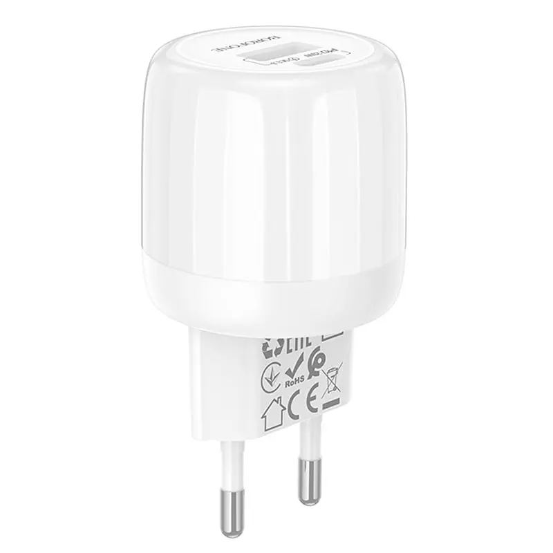 МЗП Borofone BA93A Lustrous PD20W+QC3.0 (1USB-A/1C) White - фото 2