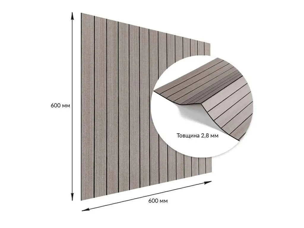 Покриття вінілове самоклеюче 3D рейки STICKER WALL 600*600*2,8мм Дуб мокко SW-00002201 - фото 4