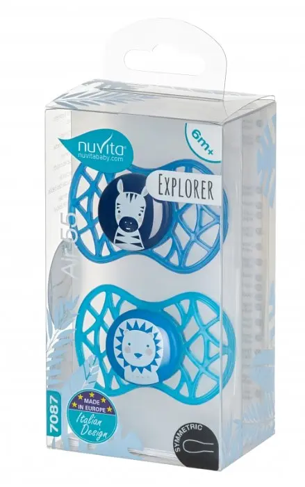 Силіконова симетрична пустушка Nuvita Air55 Explorer Зебра та Лев, 6-12 міс., 2 шт. (NV7087M) - фото 3
