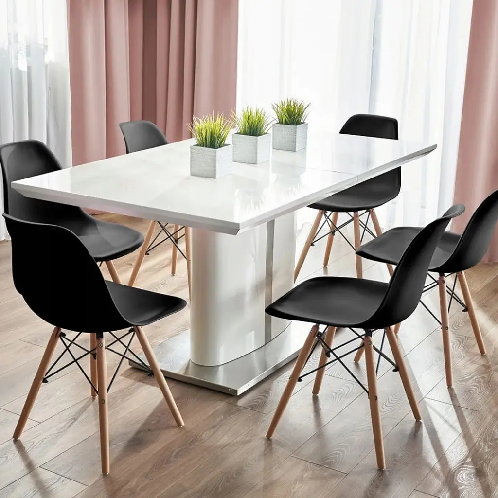 Стул Jumi Eva в скандинавском стиле с деревянными ножками черный - фото 9