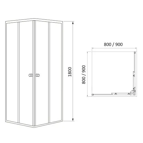 Душова кабіна квадратна RJ Velum 90x90 розсувна скло Black Linia 4 мм без піддону black matt 90BRZ082Linia, Чорний матовий, інтимато - фото 2