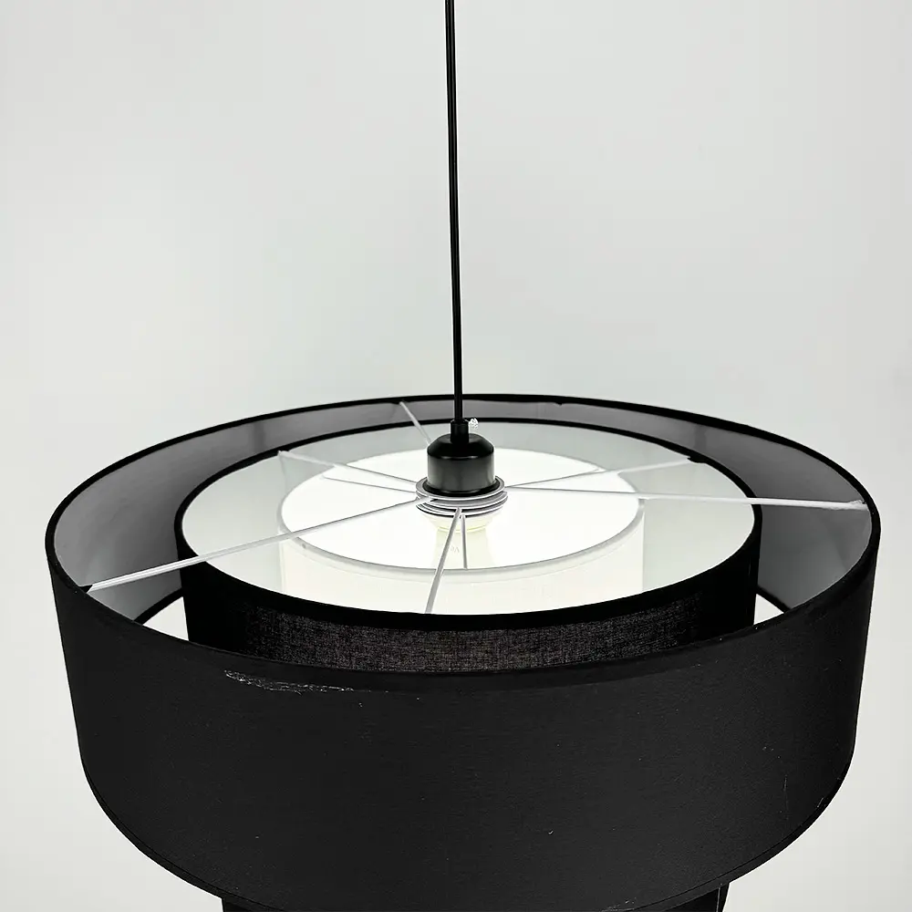Дизайнерская люстра IONOS 2 с текстильным абажуром Line.F MJ 159-500 BK+BK+WT - фото 7