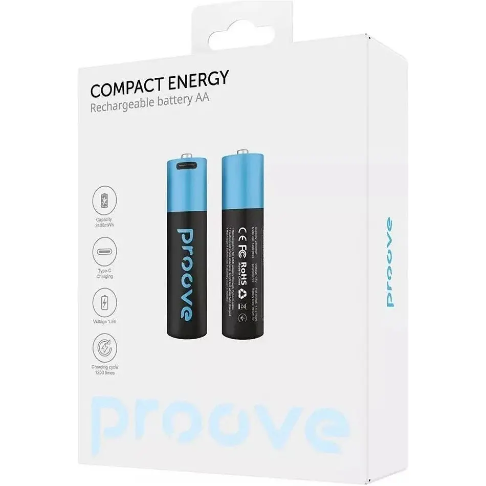 Акумулятор Proove Type-C Compact Energy AA 2400mAh Li-ion 2шт (RBCE26010008) [116011] - фото 2