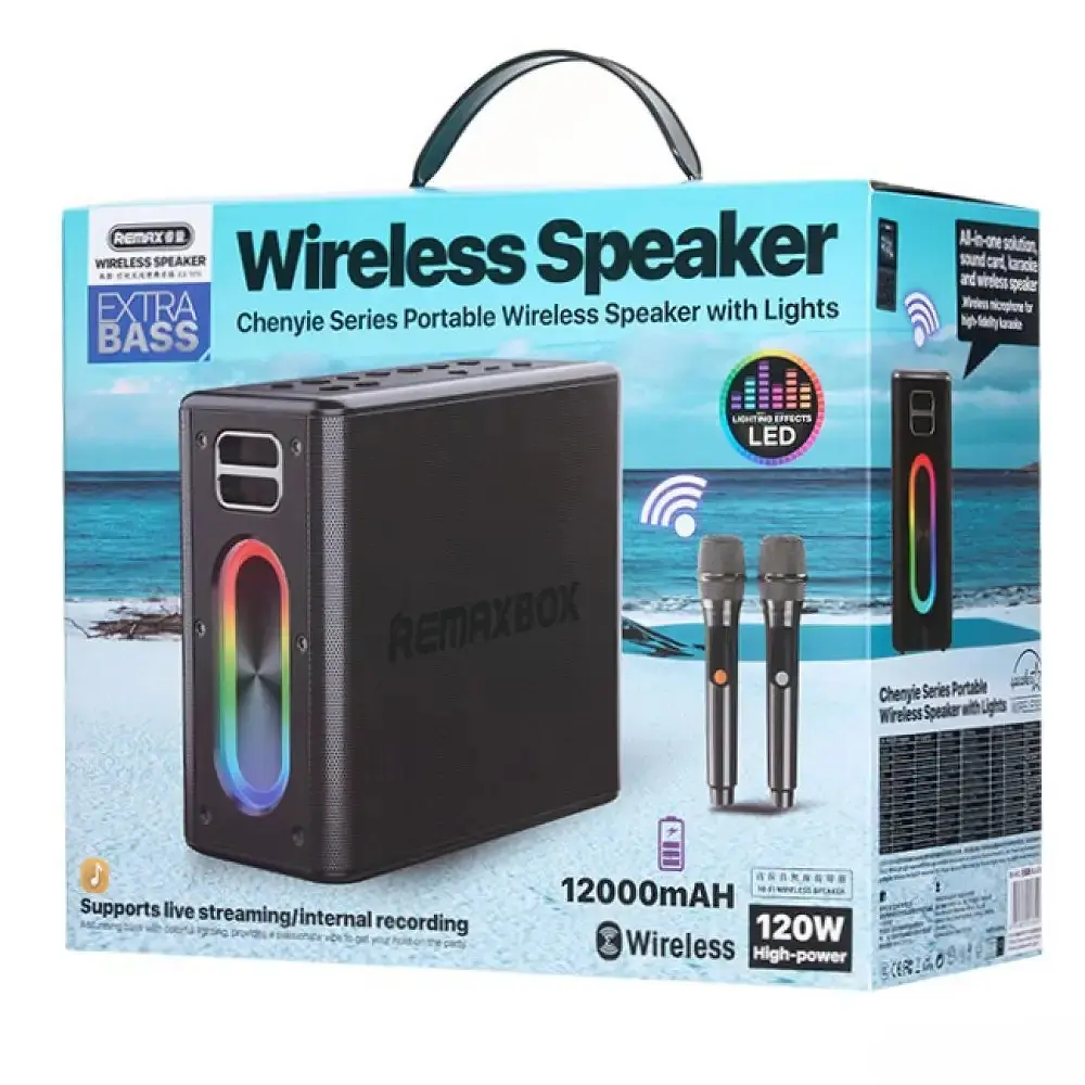 Портативна колонка REMAX RB-M51 Chenyie Series Portable Wireless Speaker with Lights, 120W, Black - фото 4
