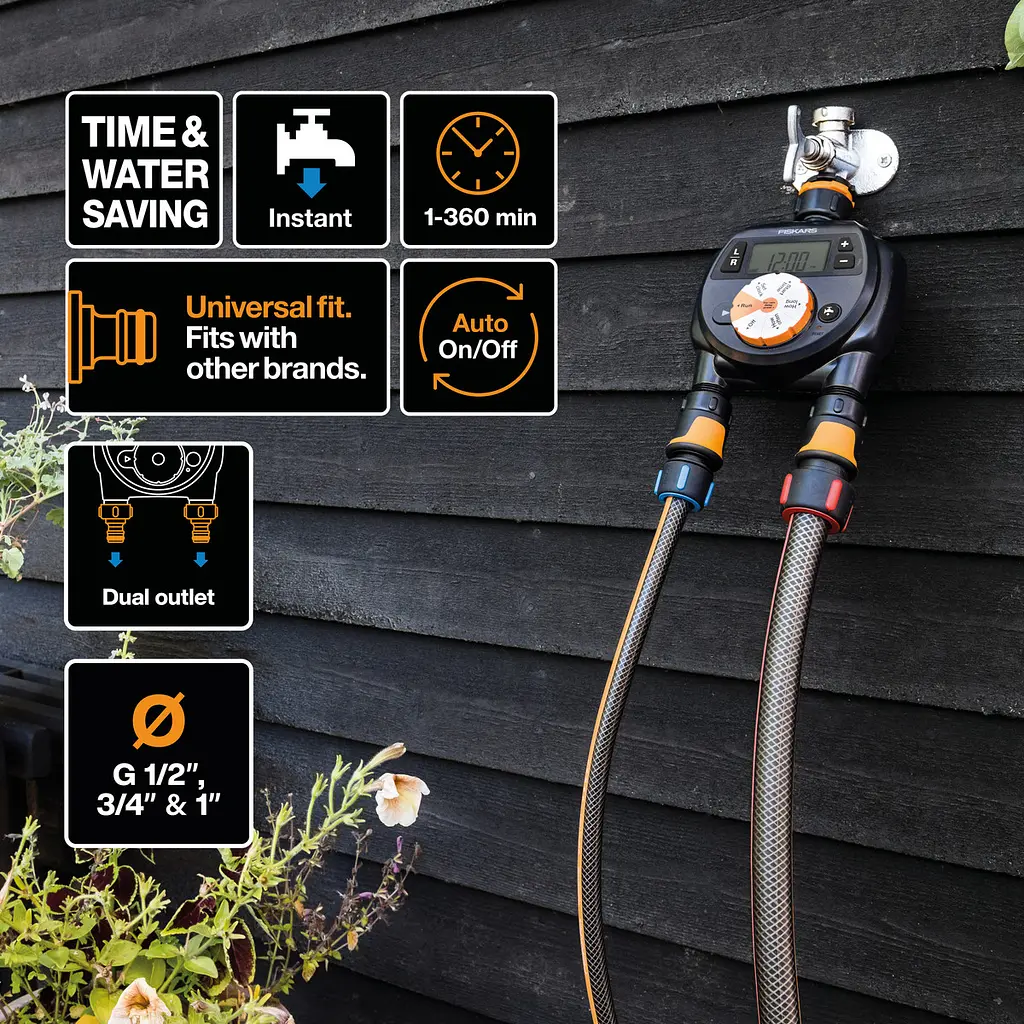 Таймер подачі води Fiskars для поливу на дві зони (1054792) - фото 5