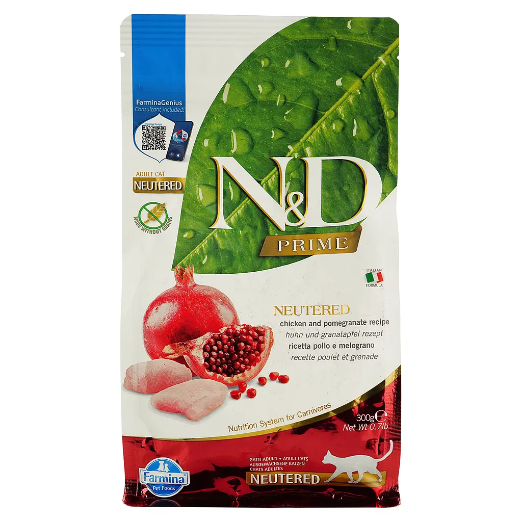Сухий беззерновий корм для стерилізованих кішок Farmina N&D Grain Free Prime Cat Chicken&Pomegranate Neutered, курка та гранат, 300 г - фото 2