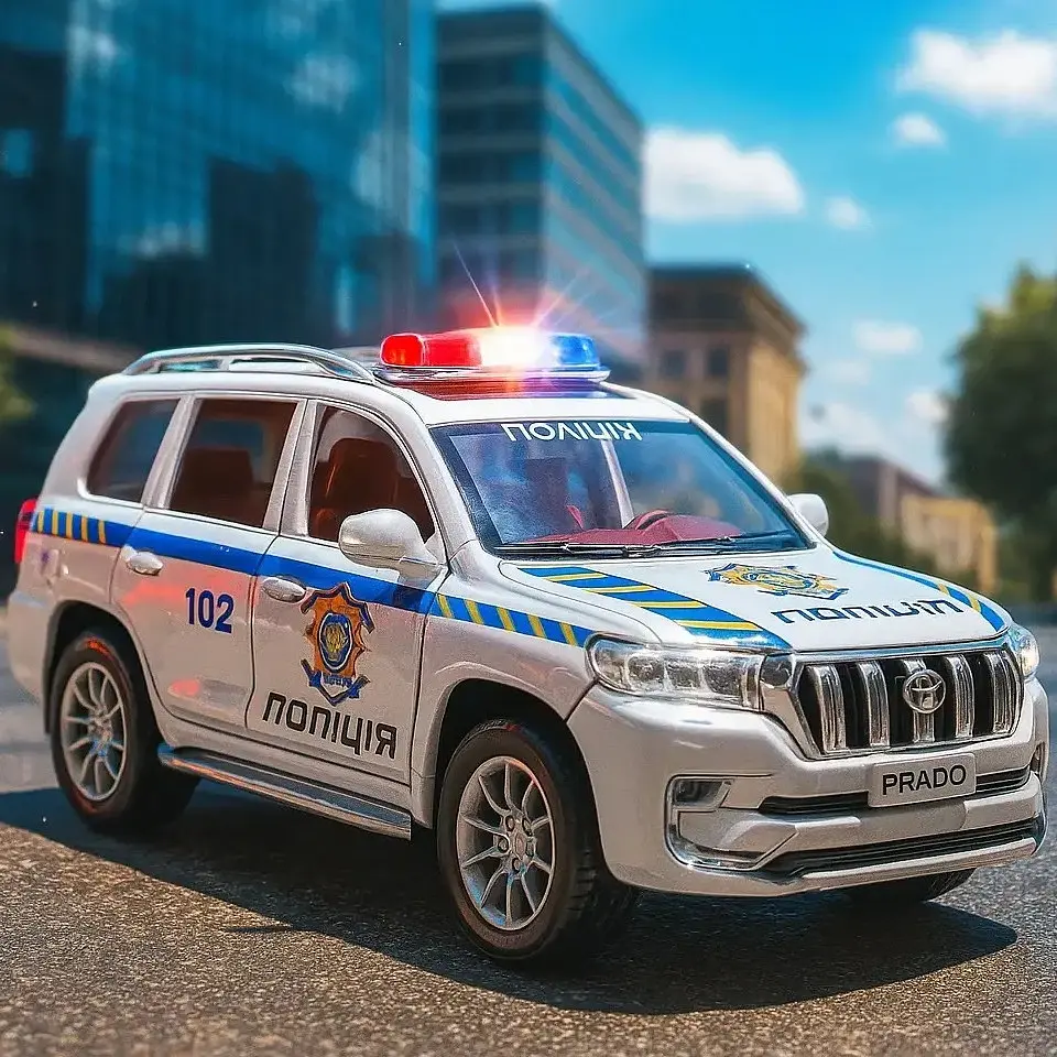 Колекційна металева модель автомобіля АвтоЕксперт Toyota Land Cruiser Prado Поліція з інерцією, світлом та звуком 1:24 - фото 3
