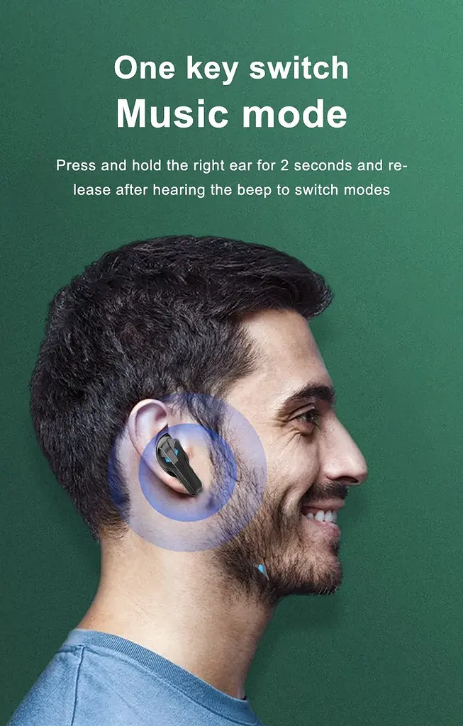 Беспроводные игровые Bluetooth наушники TWS K53 с зарядным кейсом и индикатором заряда Чёрный - фото 9