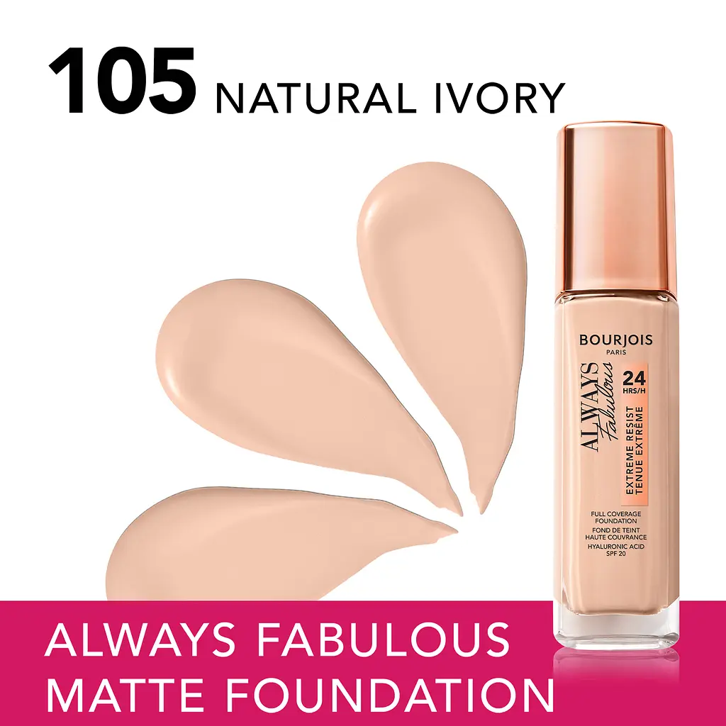 Тональна основа Bourjois Always Fabulous Foundation відтінок 105 (Natural Ivory) 30 мл - фото 3