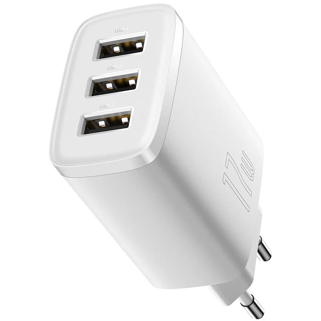 Зарядний пристрій Baseus Compact Charger 3U 17W White (CCXJ020102) - фото 3