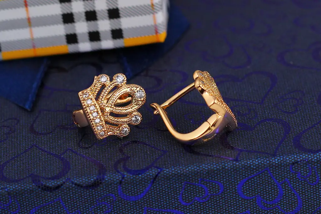 Сережки Xuping Jewelry корони 1 см золотисті - фото 3