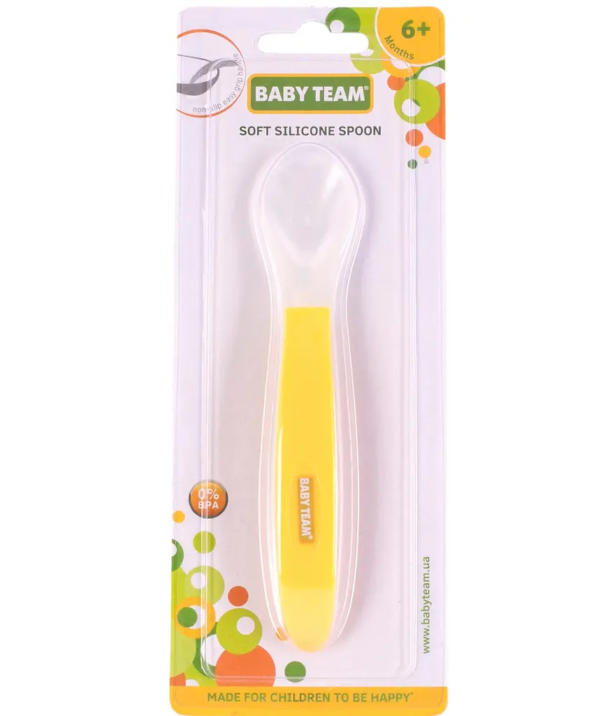 Ложечка м'яка силіконова Baby Team, жовтий (6102_желтый) - фото 3