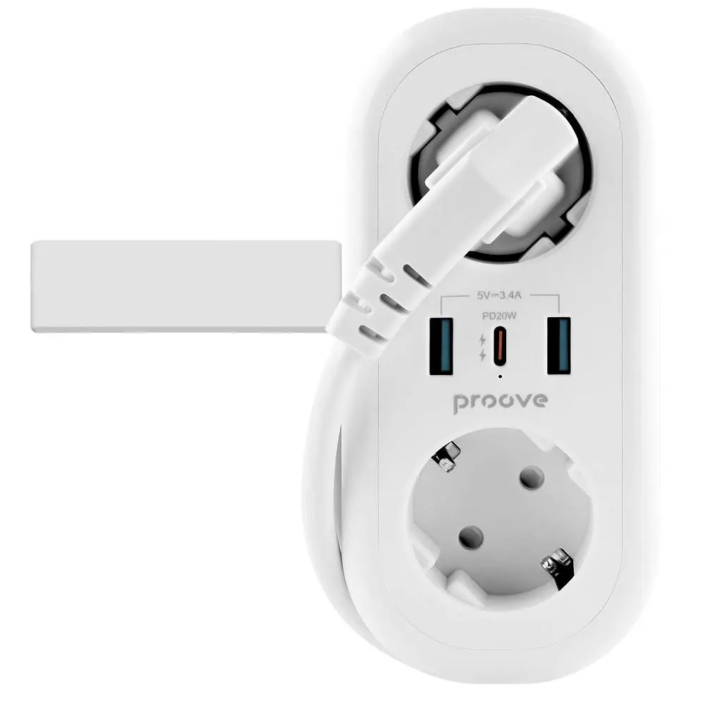 Мережевий фільтр Proove Supercoil 20W (2xAC + Type-C + 2xSB) 1.5m white (PSPS25002102) - фото 4